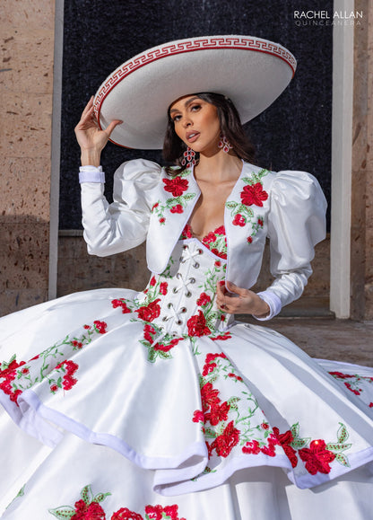 Floral Embroidery Quinceañera Dress with Detachable Corset Overlay by Rachel Allan RQ5016