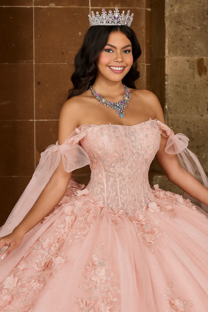 Rachel Allan RQ1132 Applique Sheer Corset Quinceanera Dress