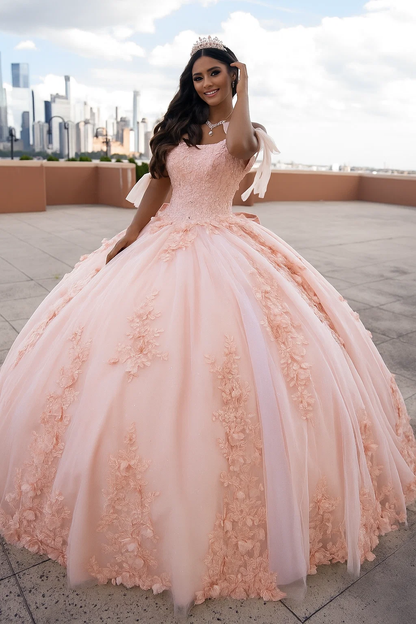 Rachel Allan RQ1132 Applique Sheer Corset Quinceanera Dress