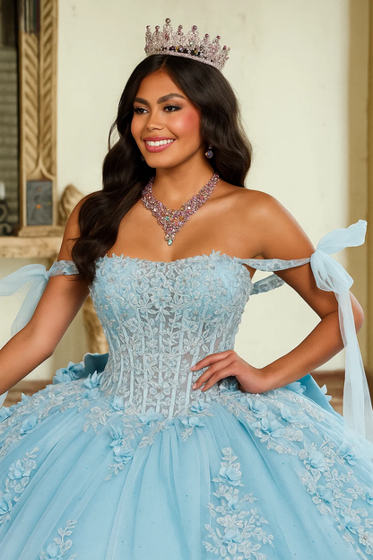 Rachel Allan RQ1132 Applique Sheer Corset Quinceanera Dress
