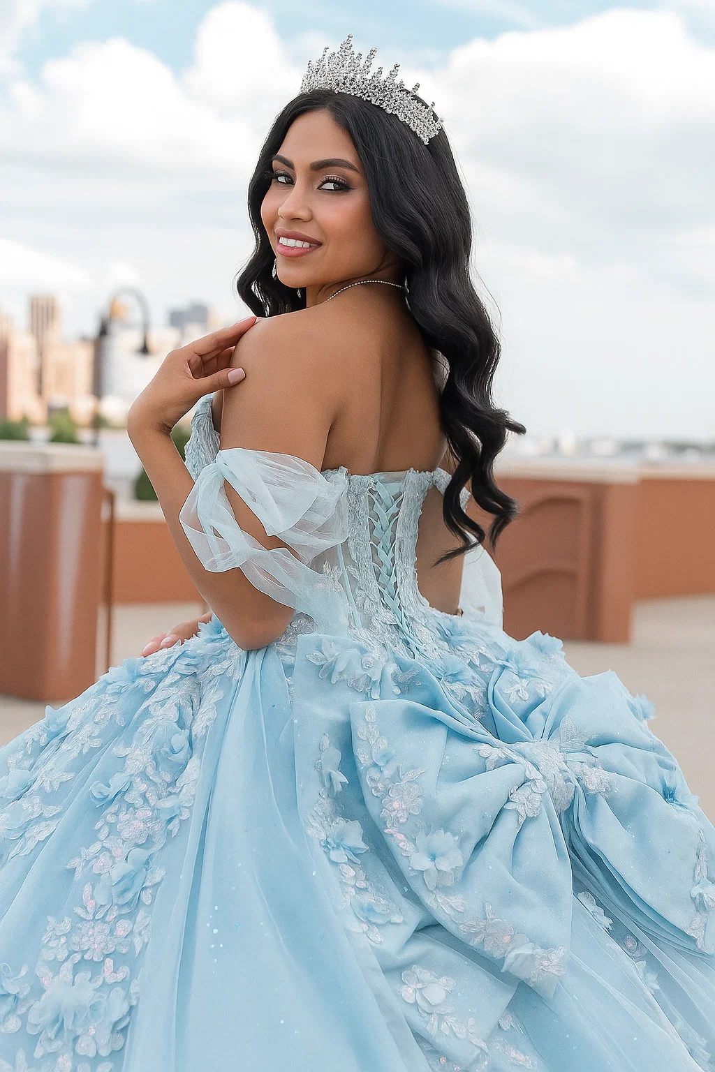 Rachel Allan RQ1132 Applique Sheer Corset Quinceanera Dress