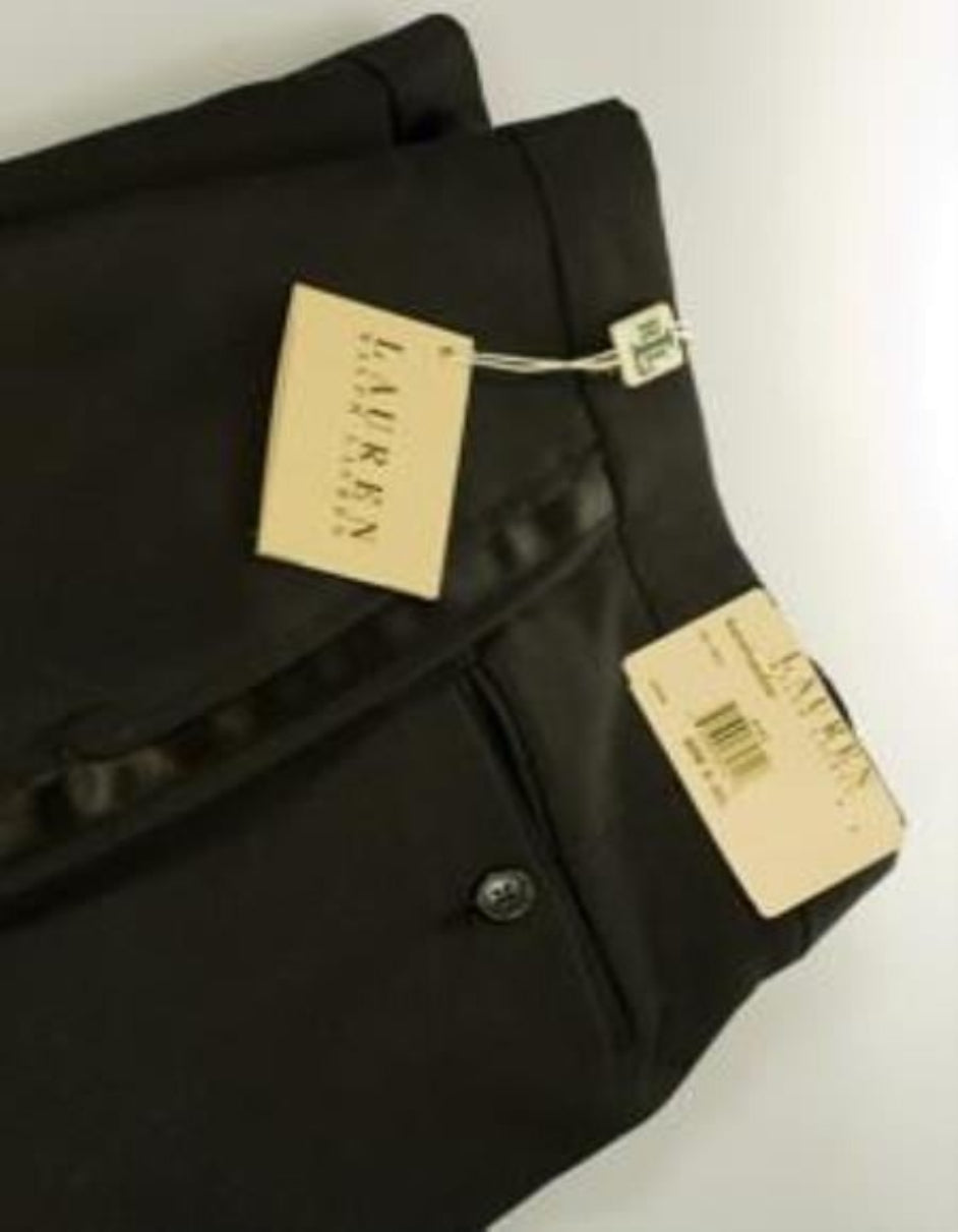 Napier Plain Front Tuxedo Pant unhemmed unfinished bottom