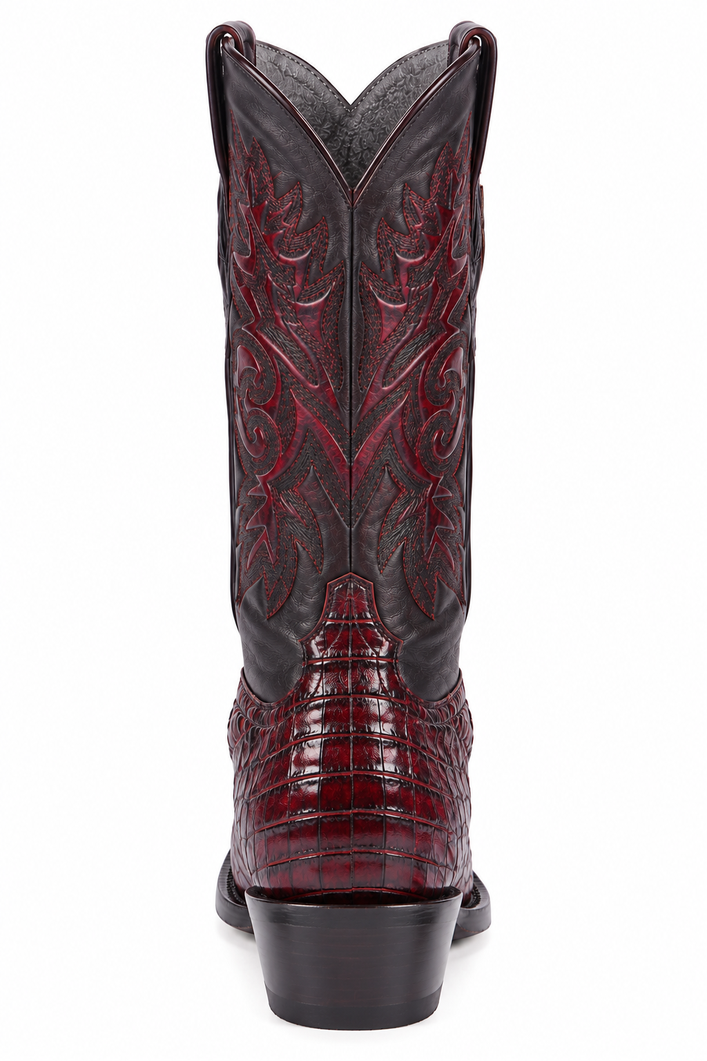 Black Cherry Caiman Cowboy Boots Square Toe