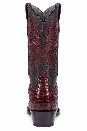 Black Cherry Caiman Cowboy Boots Square Toe