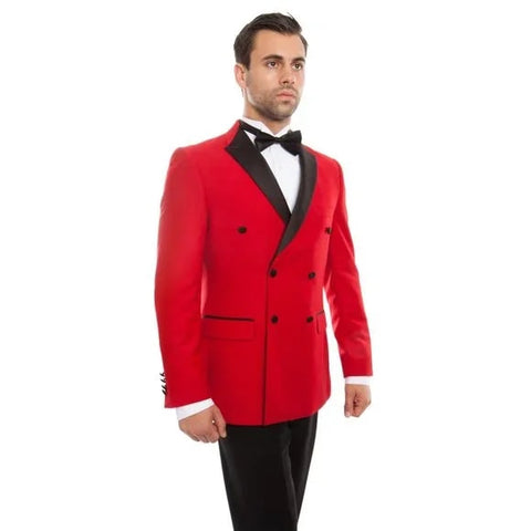 Double Breasted Red Mens Tuxedo w/ Black Pants by Bryan Michaels - Men's Tuxedo USA