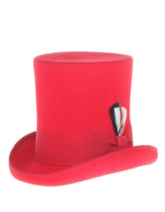 Victorian Steampunk Top Hat - 1800 19th Century - Dressy Loden Felt Top Red Hat