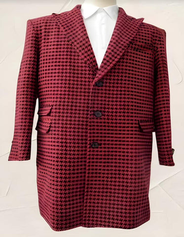 Mens Overcoat - Topcoat For Men - Winter Fabric - Houndstooth Overcoat - Houndstooth Topcoat - Houndstooth Checker Car Coat - Men's Tuxedo USA