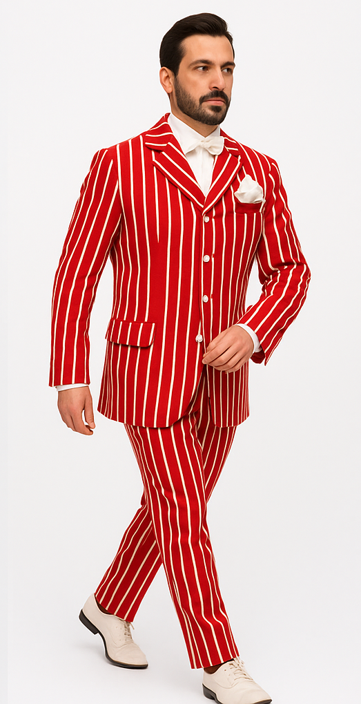 Red and White Pinstripe Zoot Suit - Gangster 1920s Pinstripe Suit - Mens  Fashion Suit
