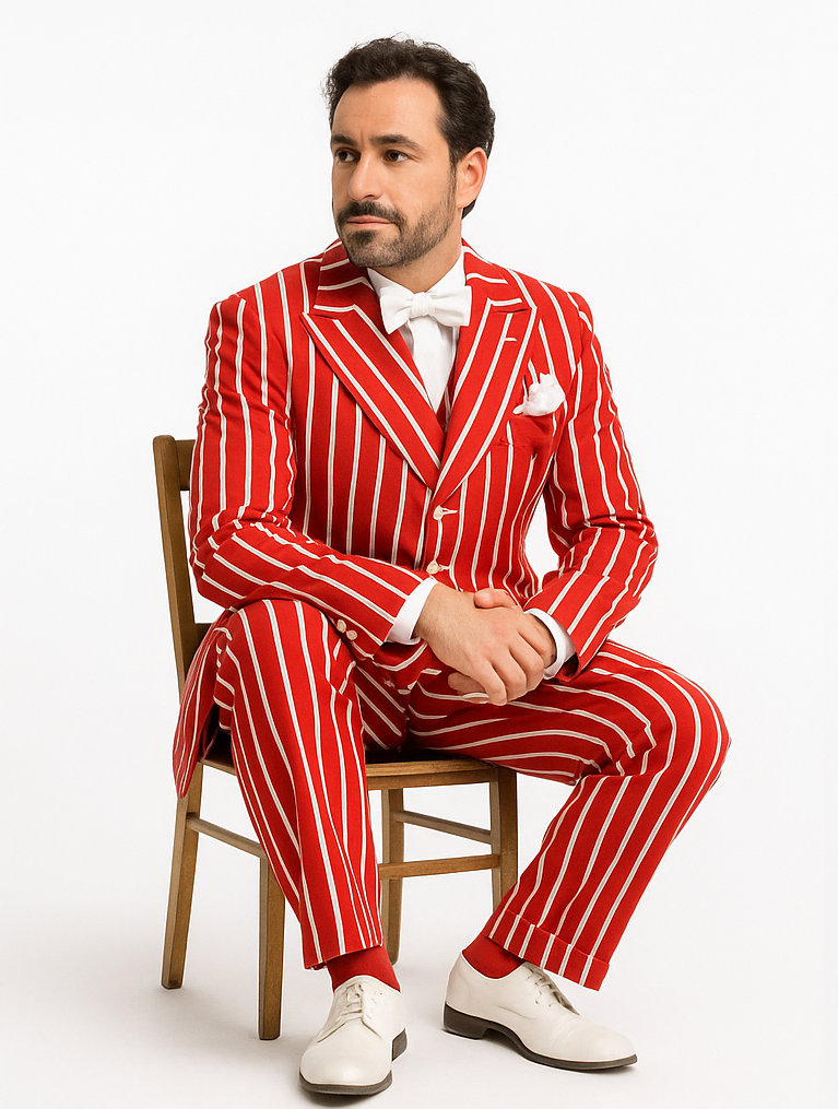 Red and White Pinstripe Zoot Suit - Gangster 1920s Pinstripe Suit - Mens  Fashion Suit