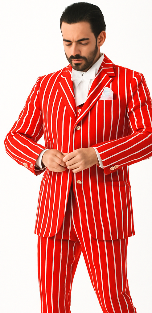 Red and White Pinstripe Zoot Suit - Gangster 1920s Pinstripe Suit - Mens  Fashion Suit