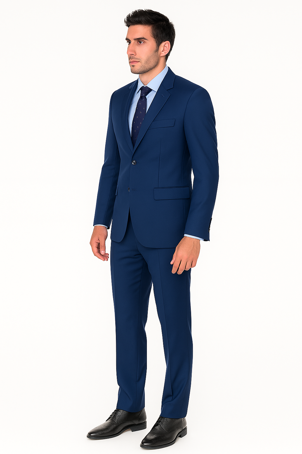 Pleated Suit - Mens Suits With Pleated Pant -  Regular Fit Indigo Blue Suit
