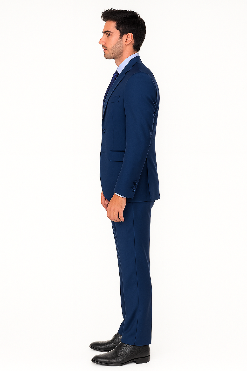 Pleated Suit - Mens Suits With Pleated Pant -  Regular Fit Indigo Blue Suit