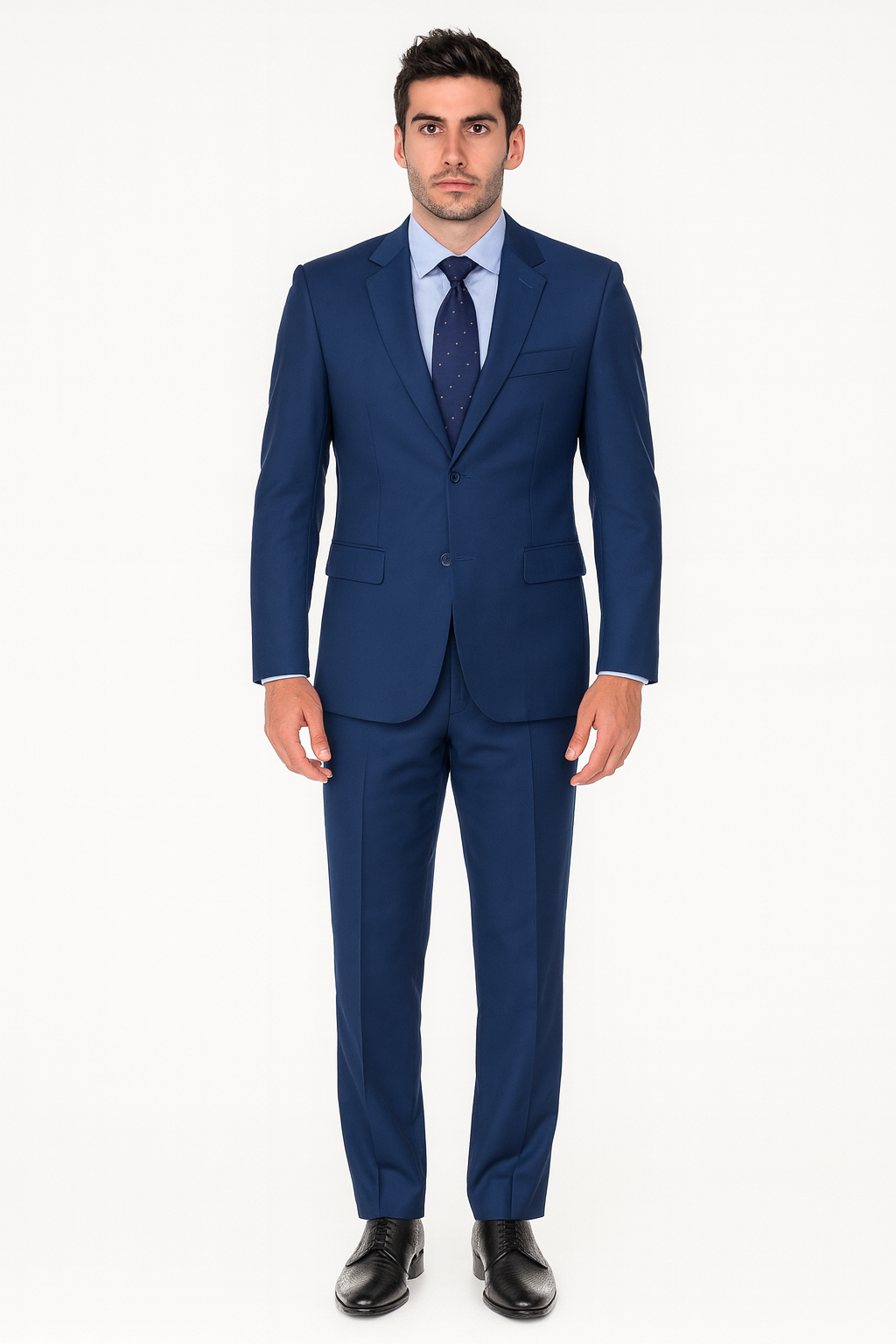 Pleated Suit - Mens Suits With Pleated Pant -  Regular Fit Indigo Blue Suit