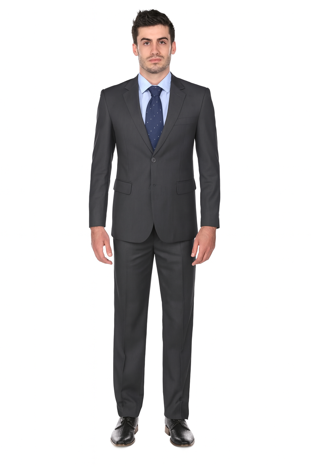 Pleated Suit - Mens Suits With Pleated Pant -  Regular Charcoal Grey Fit Suit