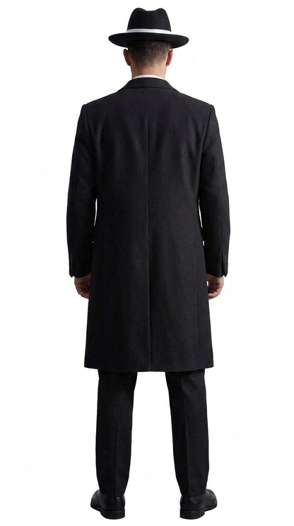 Men’s Charcoal Grey Vested Long Tuxedo Suit, Gangster Style Formal Wedding Prom Outfit