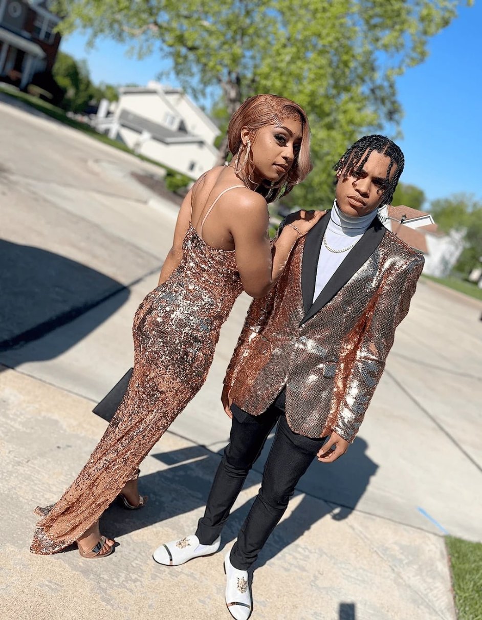 Sequin Blazer Black And Rose Gold Blazer Rose Gold Sequin Dress With Leather Jacket Lizzie In Sequin Blazer Black And Rose Gold Blazer Rose Gold Sequin Dress With Leather Jacket Lizzie In