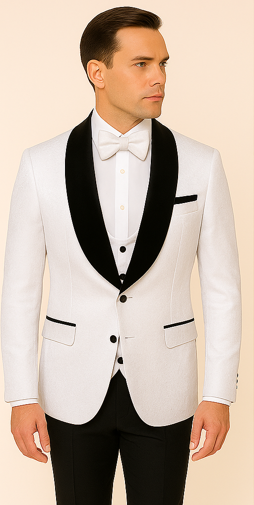 Rossi Man RM1444 ?? Slim Fit Smoking Style 3-Piece Formal Tuxedo for Men