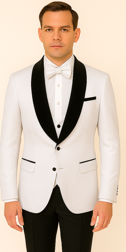 Rossi Man RM1444 ?? Slim Fit Smoking Style 3-Piece Formal Tuxedo for Men