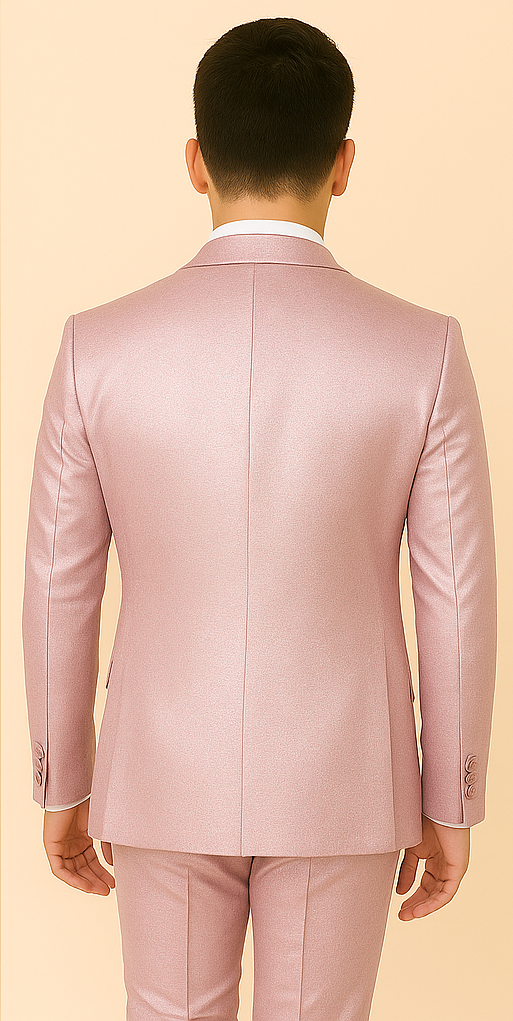 Rossi Man LEO RM1641 ?? Pink Shimmer Slim Fit 3-Piece Suit for Men