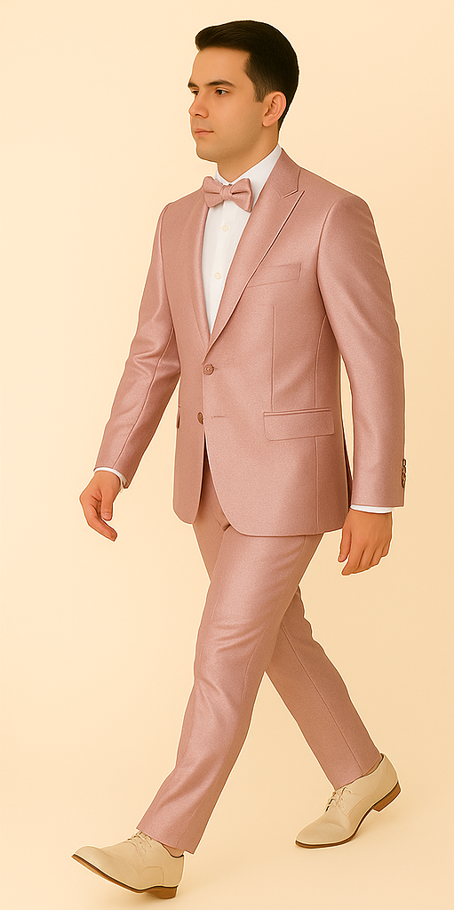 Rossi Man LEO RM1641 ?? Pink Shimmer Slim Fit 3-Piece Suit for Men