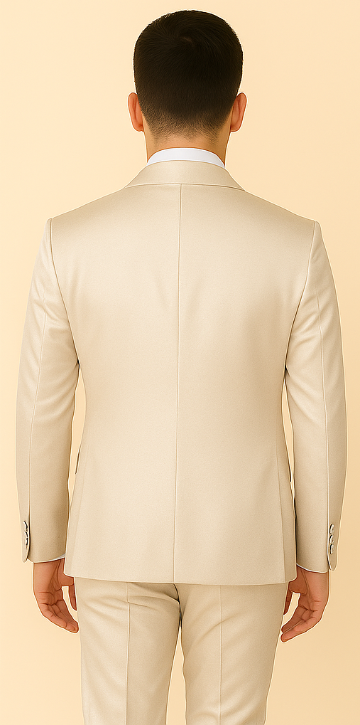 Rossi Man LEO RM1642 ?? Off-White Shimmer Slim Fit 3-Piece Suit for Men