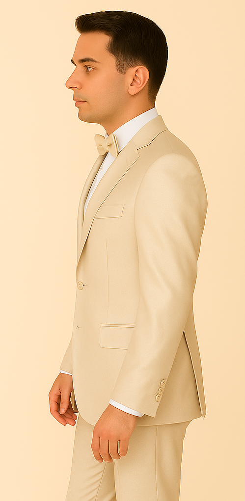Rossi Man LEO RM1642 ?? Off-White Shimmer Slim Fit 3-Piece Suit for Men