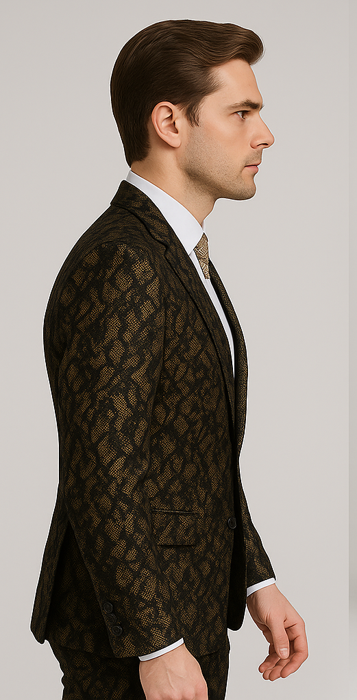 Rossi Man LEO RM1901 ?? Gold & Black Designer Tuxedo for Men | Slim Fit