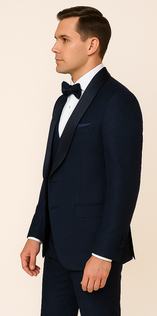 Rossi Man RM1252 ?? Men's 3-Piece Smoking Style Tuxedo for Elegant Evenings