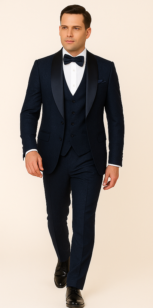 Rossi Man RM1252 ?? Men's 3-Piece Smoking Style Tuxedo for Elegant Evenings