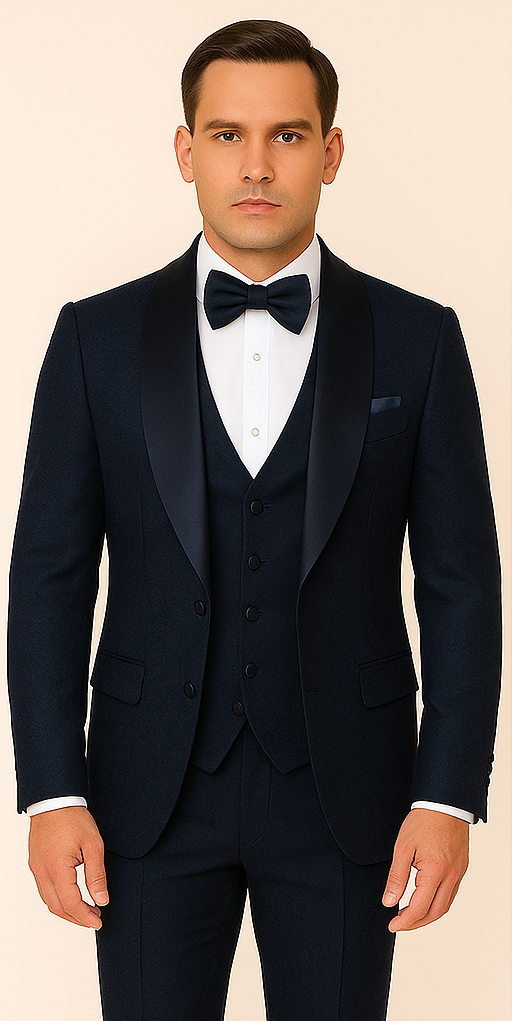Rossi Man RM1252 ?? Men's 3-Piece Smoking Style Tuxedo for Elegant Evenings