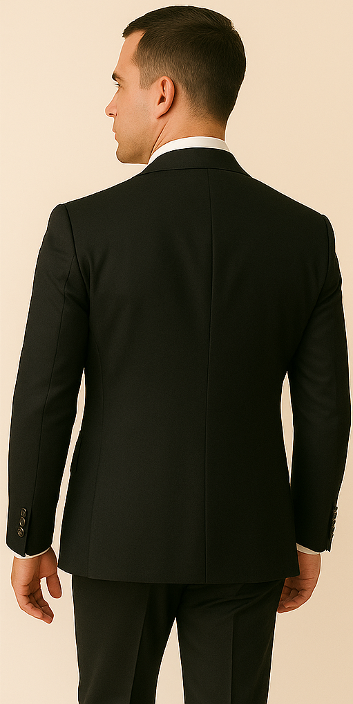 Rossi Man Menƒ??s Black Slim Fit Suit ƒ?? Double-Breasted Modern Classic