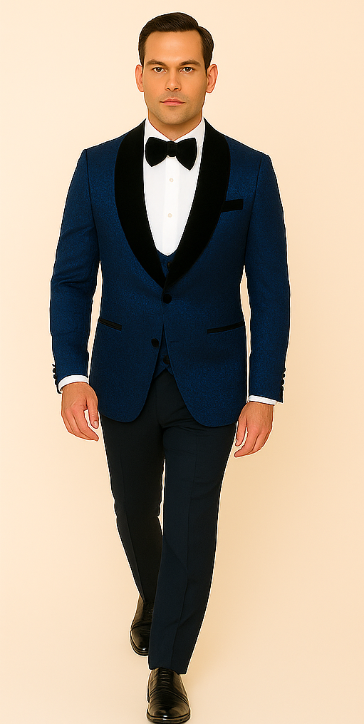 Rossi Man RM1483 ?? Slim Fit Smoking Style 3-Piece Tuxedo for Men