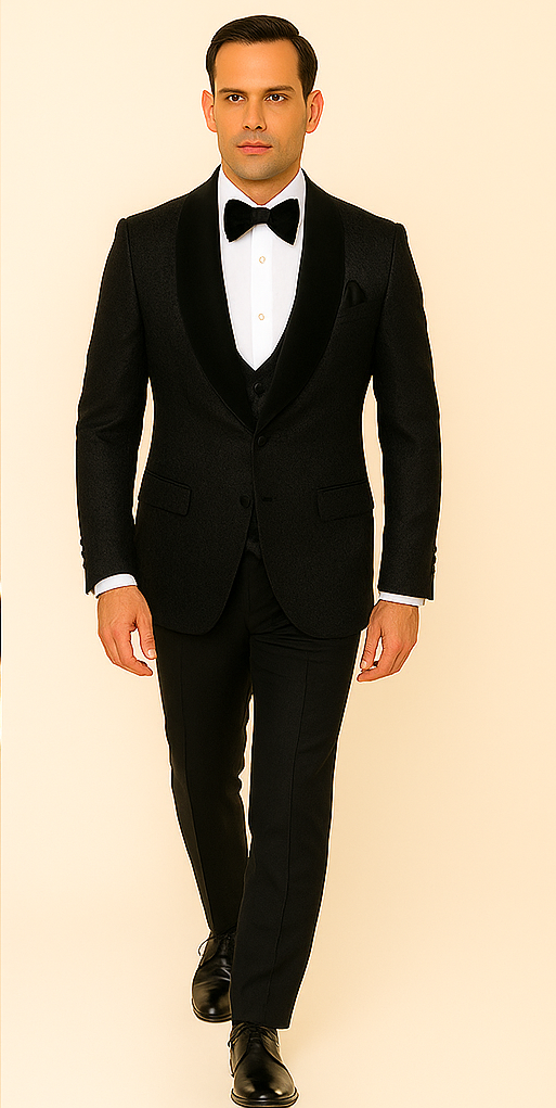 Rossi Man RM1446 ?? Classic 3-Piece Smoking Style Tuxedo Suit for Men