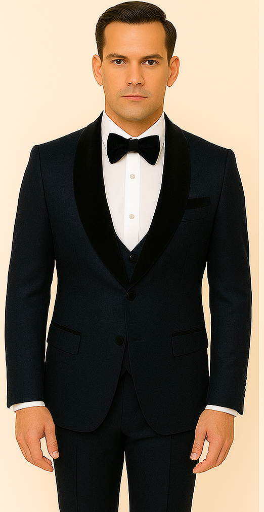 Rossi Man RM1445 ?? Classic Smoking Style 3-Piece Formal Tuxedo for Men