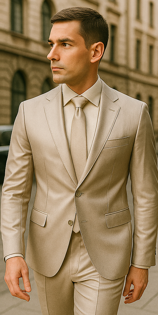 Rossiman Men??s Gray Shiny Sateen Suit ?? Sleek & Modern Formalwear