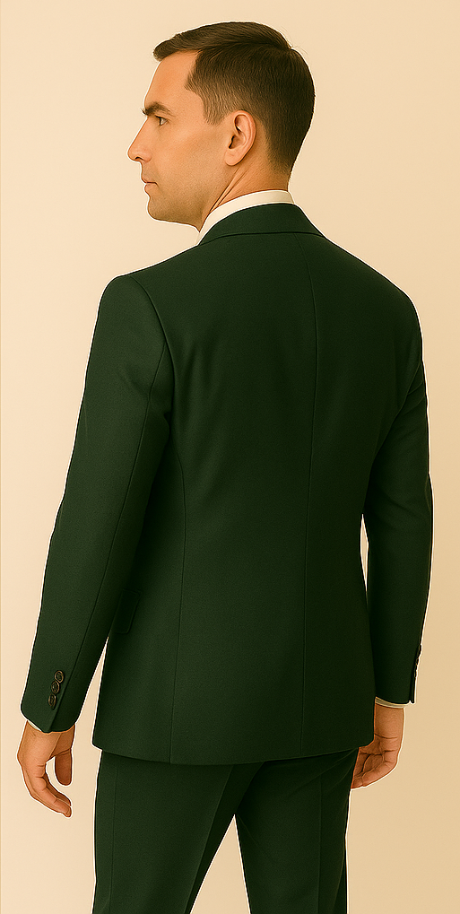 Rossiman Hunter Green Slim Fit Men's Suit ƒ?? 3-Piece Vested Set with Flat Front Trousers
