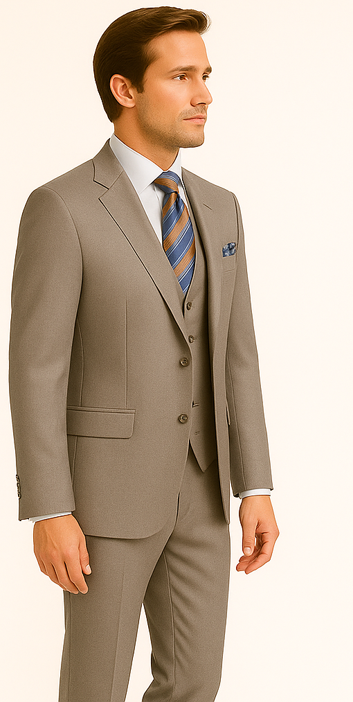 Men's Gray Slim Fit 3-Piece Suit by Rossiman ƒ?? With Vest & Tailored Trousers