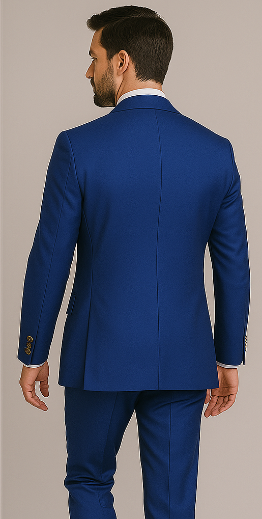Rossiman Menƒ??s Royal Blue Slim Fit Suit ƒ?? Sophisticated Double-Breasted Design