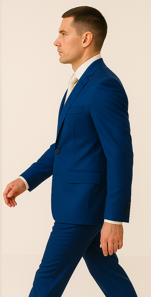 Rossiman Men??s Royal Blue Glossy Sateen Suit ?? Bold & Refined Look