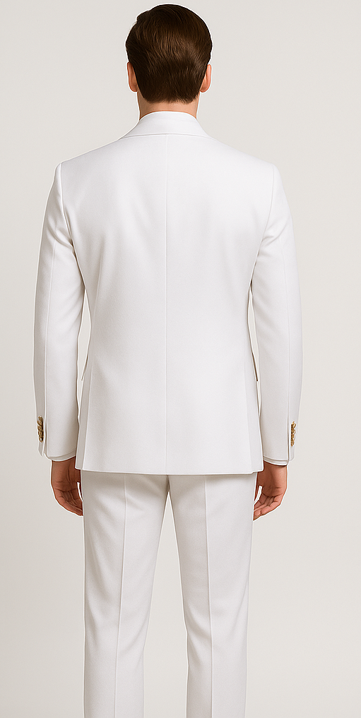 Rossiman Men's White Slim Fit Suit ƒ?? Double-Breasted 3-Piece Formal Ensemble