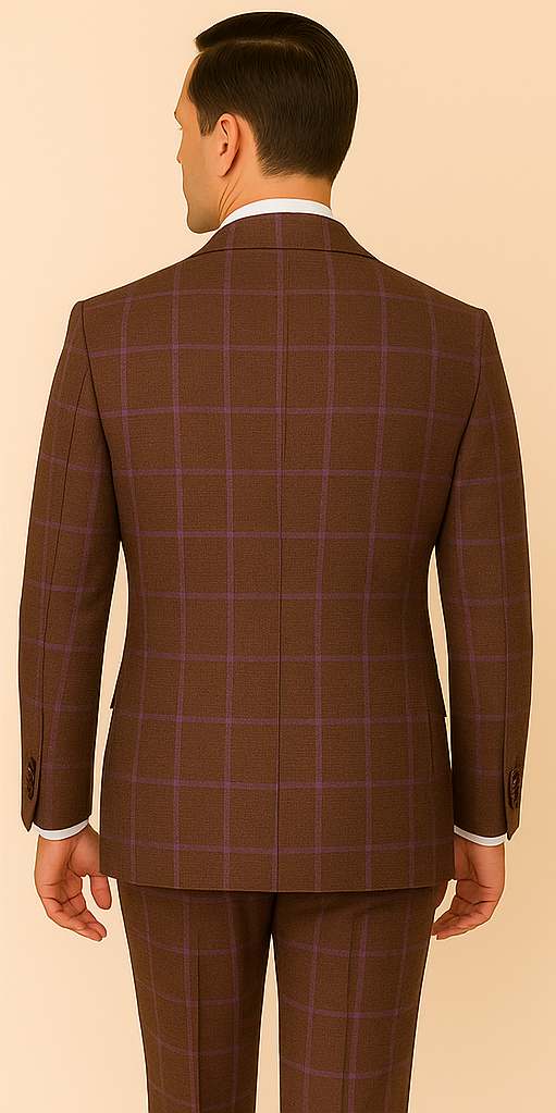 Rossiman Plaid Suit ?? Gray & Lavender Textured Windowpane Double-Breasted Suit