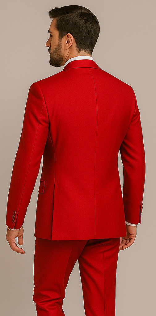 Rossiman Men??s Red Slim Fit Suit ?? Stylish Double-Breasted Jacket
