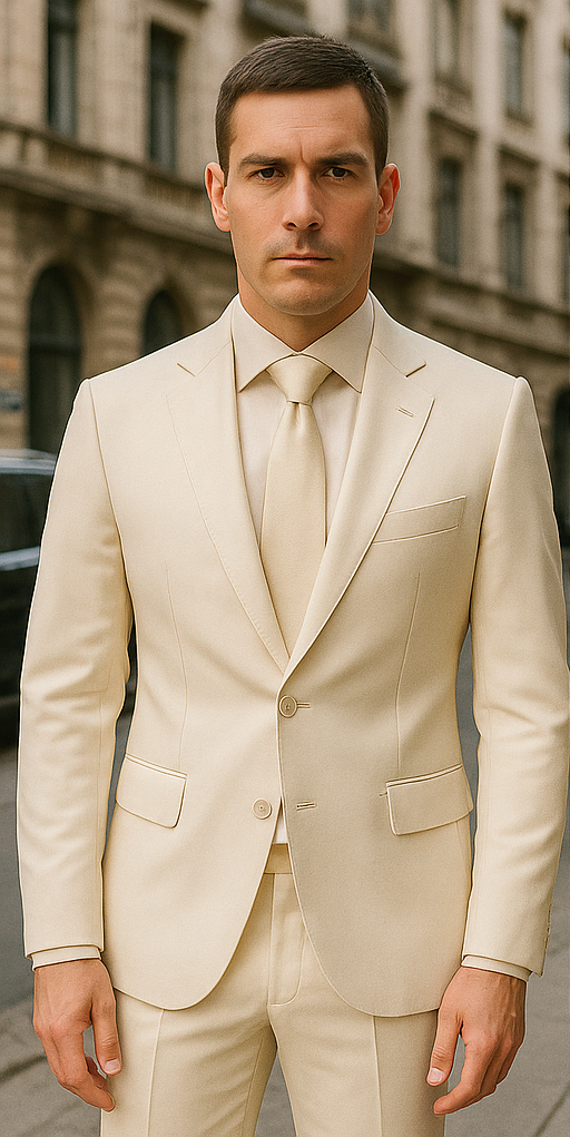 Rossiman White Sateen Suit for Men ?? High-Shine Formal Elegance