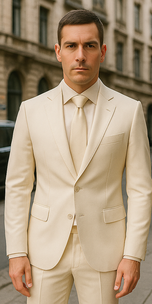 Rossiman White Sateen Suit for Men ?? High-Shine Formal Elegance