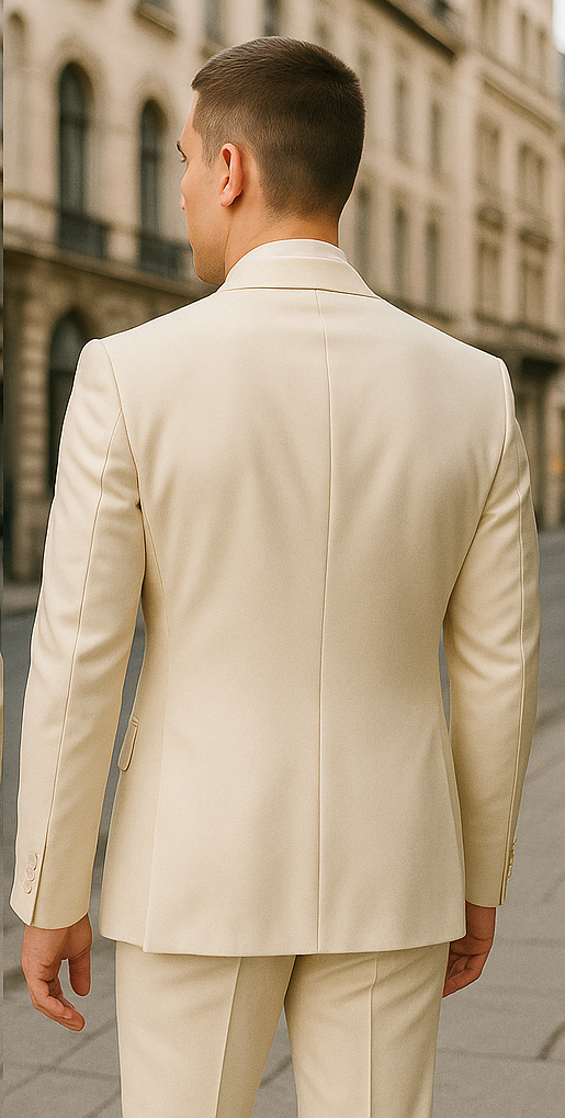 Rossiman White Sateen Suit for Men ?? High-Shine Formal Elegance