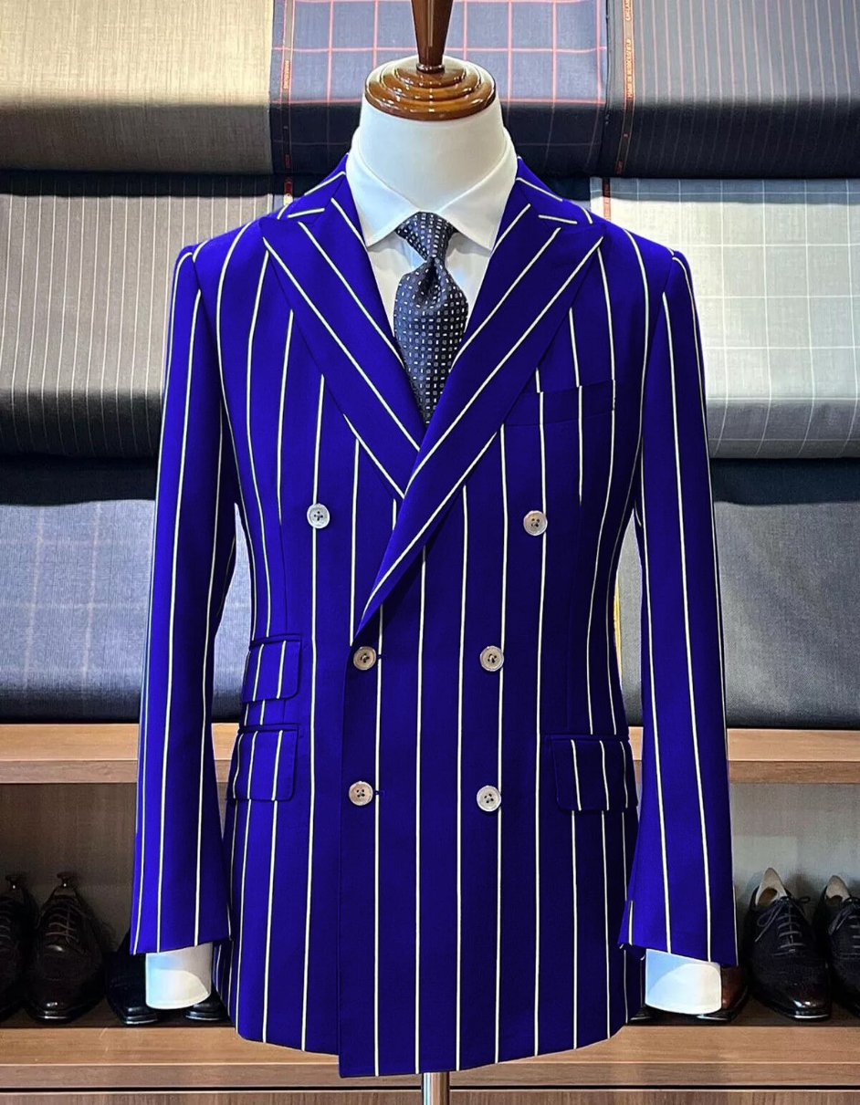 34 Royal Blue Pinstripe Suit Gangster Suit 1920's Suit