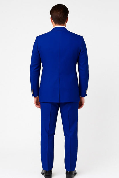 Mens Royal Blue Double-Breasted Suit with Gold Buttons  Slim Fit Formal 2-Piece Set