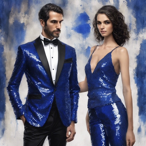 Sequin Suit - Shiny Suit - Royal Suit - Metallic Fabric - Stage Tuxedo - Groom Suit 1 Button Jacket + Pants - Men's Tuxedo USA