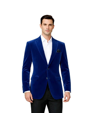 Men’s Royal Blue Velvet Sport Coat – Royal Blue Luxury Party Blazer