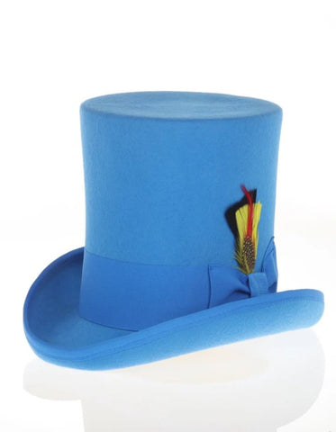 Victorian Steampunk Top Hat - 1800 19th Century - Dressy Loden Felt Top Royal Blue Hat